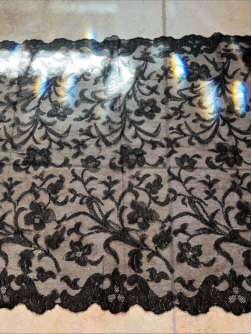 Black Floral Lace Fabric Panel